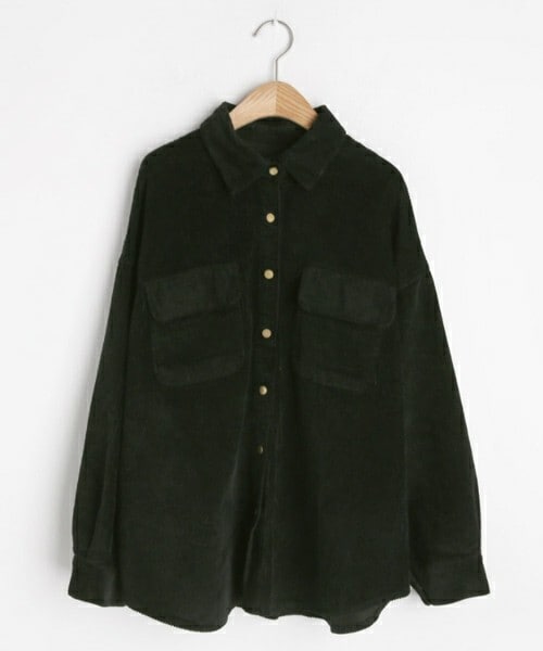DHOLIC（ディーホリック）の「コーデュロイポケットシャツ（シャツ/ブラウス・レディース・ホワイト/グリーン/ブラック/ベージュ・FREE）」の4枚目の写真