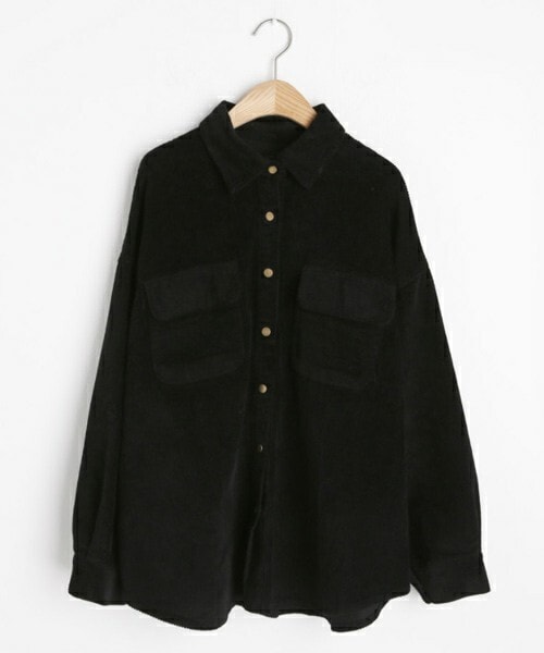 DHOLIC（ディーホリック）の「コーデュロイポケットシャツ（シャツ/ブラウス・レディース・ホワイト/グリーン/ブラック/ベージュ・FREE）」の2枚目の写真