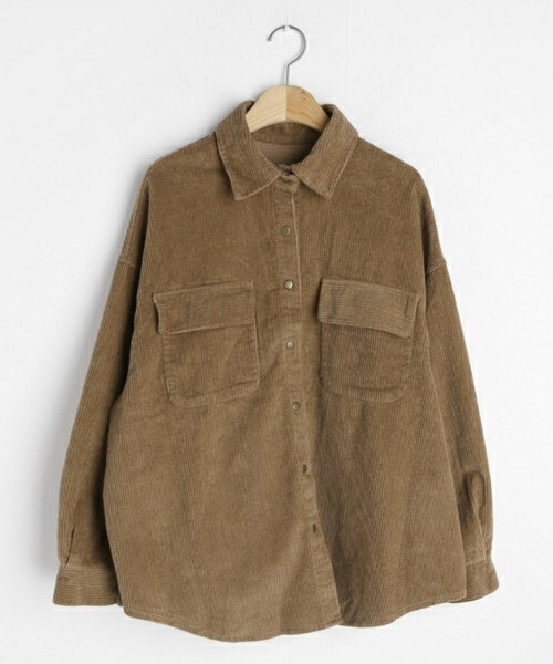 DHOLIC（ディーホリック）の「コーデュロイポケットシャツ（シャツ/ブラウス・レディース・ホワイト/グリーン/ブラック/ベージュ・FREE）」の3枚目の写真