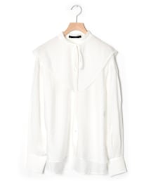 w closet | 付け襟付きスタンドネックブラウス(トップス)