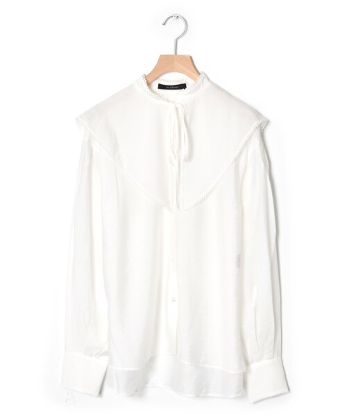 w closet(ダブルクローゼット)の「付け襟付きスタンドネックブラウス(トップス・レディース・オフホワイト/オートミール/ブラウン・FREE/M/L)」の1枚目の写真