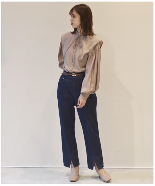 w closet(ダブルクローゼット)の「付け襟付きスタンドネックブラウス(トップス・レディース・オフホワイト/オートミール/ブラウン・FREE/M/L)」の20枚目の写真