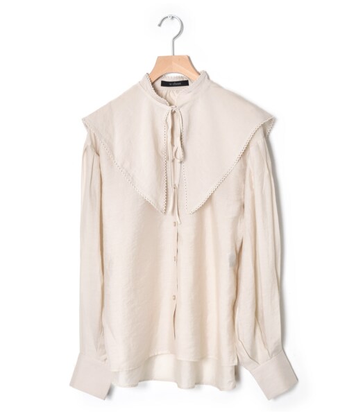 w closet(ダブルクローゼット)の「付け襟付きスタンドネックブラウス(トップス・レディース・オフホワイト/オートミール/ブラウン・FREE/M/L)」の3枚目の写真
