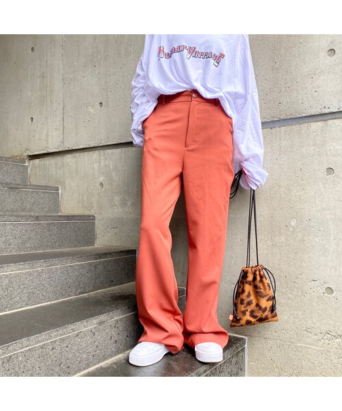 no brand（ノーブランド）の「ちょいフレアスラックスパンツ｢カラぷる｣（スラックス・レディース・その他）」の5枚目の写真