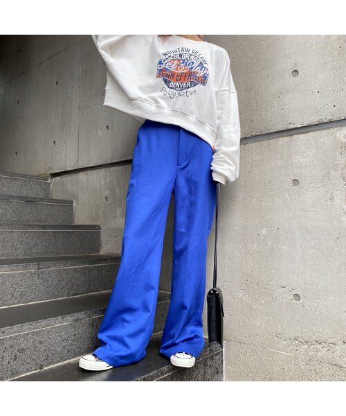 no brand（ノーブランド）の「ちょいフレアスラックスパンツ｢カラぷる｣（スラックス・レディース・その他）」の4枚目の写真