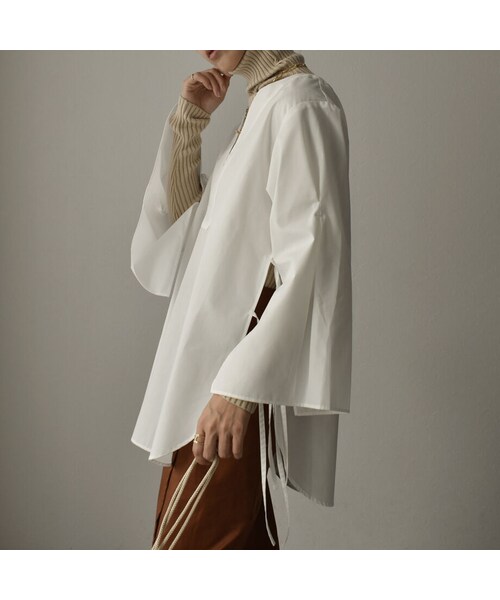 Lavish Gate(ラヴィッシュゲート)の「tops-04049 日本製 サイドスリット カフタンブラウス ホワイト ダスティパープル(シャツ/ブラウス・レディース・その他)」の7枚目の写真