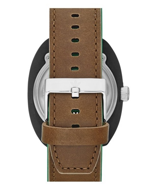 adidas（アディダス）の「adidas Originals 'Stan Smith' Leather & Silicone Strap Watch, 42mm（アナログ腕時計・Brown/ Black）」の4枚目の写真