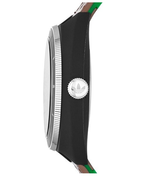 adidas（アディダス）の「adidas Originals 'Stan Smith' Leather & Silicone Strap Watch, 42mm（アナログ腕時計・Brown/ Black）」の2枚目の写真