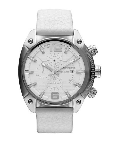 DIESEL(ディーゼル)の「DIESEL® 'Overflow' Chronograph Leather Strap Watch, 46mm x 49mm(アナログ腕時計・White)」の2枚目の写真