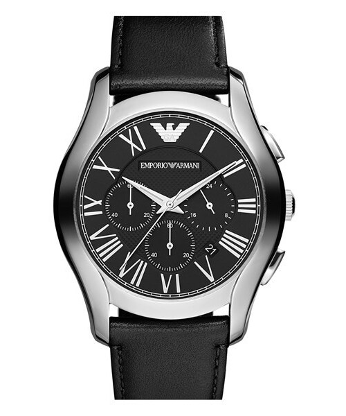 EMPORIO ARMANI（エンポリオアルマーニ）の「Emporio Armani Round Chronograph Leather Strap Watch, 45mm（アナログ腕時計・Black）」の2枚目の写真