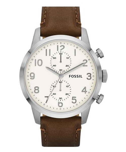 FOSSIL（フォッシル）の「Fossil 'Townsman' Round Leather Strap Watch, 44mm（アナログ腕時計・Brown/ Eggshell）」の2枚目の写真