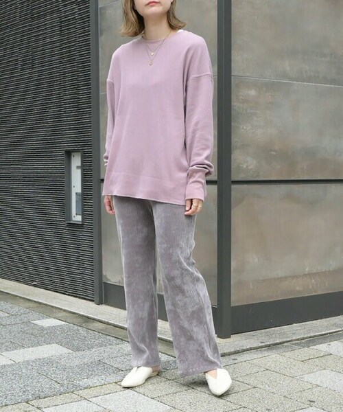 Sheson(シーズン)の「カットベロアリブパンツ(その他パンツ・レディース・グレー/アイボリー/ブラウン/ミント・FREE)」の1枚目の写真
