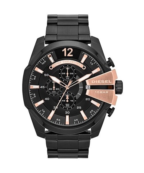 DIESEL(ディーゼル)の「DIESEL® 'Mega Chief' Bracelet Watch, 51mm(アナログ腕時計・Black/ Rose Gold)」の1枚目の写真