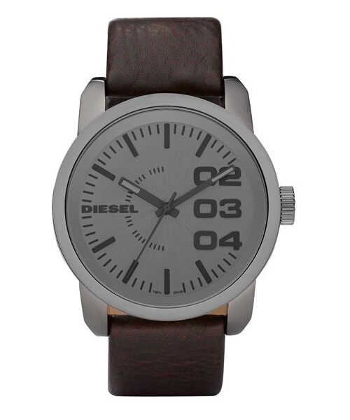 DIESEL（ディーゼル）の「DIESEL® 'Franchise' Leather Strap Watch, 46mm（アナログ腕時計・Gunmetal/ Brown）」の4枚目の写真