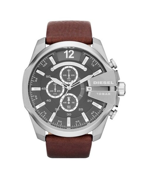 DIESEL（ディーゼル）の「DIESEL® 'Mega Chief' Leather Strap Watch, 51mm（アナログ腕時計・Brown/ Silver）」の5枚目の写真