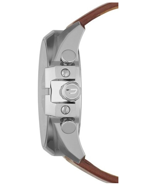 DIESEL（ディーゼル）の「DIESEL® 'Mega Chief' Leather Strap Watch, 51mm（アナログ腕時計・Brown/ Silver）」の4枚目の写真