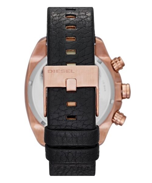 DIESEL(ディーゼル)の「DIESEL® 'Overflow' Chronograph Leather Strap Watch, 46mm x 49mm(アナログ腕時計・Black/ Rose Gold)」の3枚目の写真
