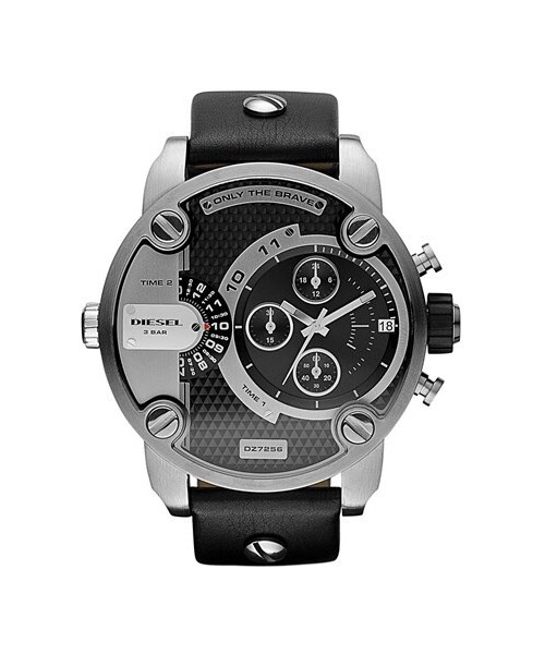 DIESEL（ディーゼル）の「DIESEL® 'Little Daddy' Chronograph Leather Strap Watch, 51mm（アナログ腕時計・Black/ Silver）」の4枚目の写真