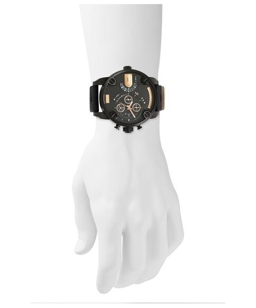 DIESEL（ディーゼル）の「DIESEL® 'Little Daddy' Chronograph Leather Strap Watch, 51mm（アナログ腕時計・Black/ Silver）」の2枚目の写真