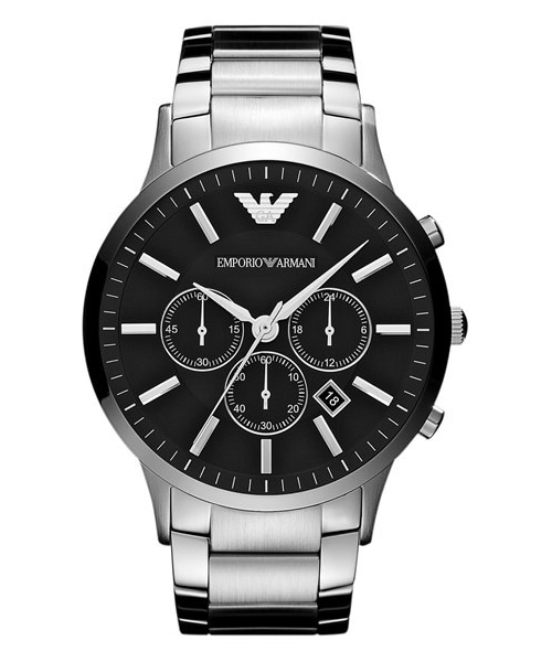 EMPORIO ARMANI（エンポリオアルマーニ）の「Emporio Armani 'Classic' Large Round Chronograph Watch, 46mm（アナログ腕時計・Silver/ Black）」の2枚目の写真