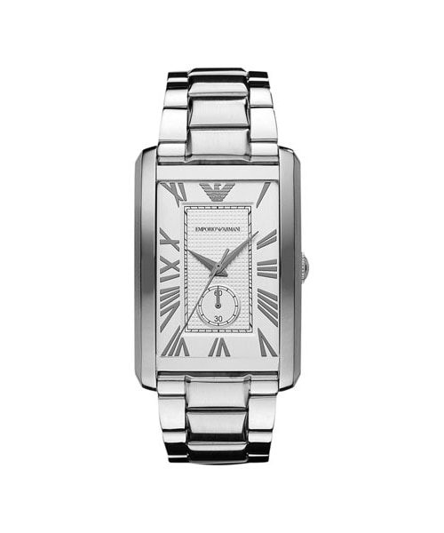 EMPORIO ARMANI(エンポリオアルマーニ)の「Emporio Armani 'Classic - Large' Rectangular Dial Watch, 31mm(アナログ腕時計・White/ Silver)」の1枚目の写真