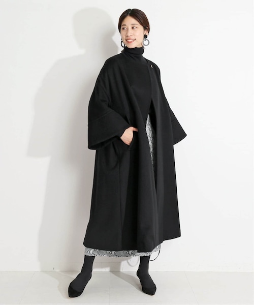 VERMEIL par iena ノーカラーワイドベルベットコート【定価5.9万