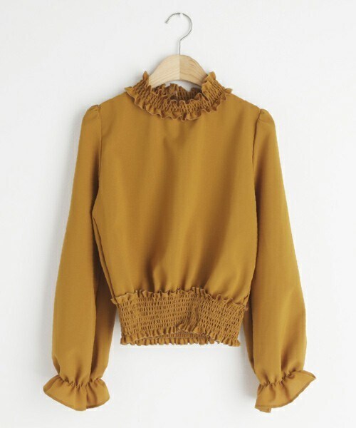 DHOLIC（ディーホリック）の「シャーリングブラウス（シャツ/ブラウス・レディース・ホワイト/イエロー/ブラック/ブラウン・FREE）」の4枚目の写真