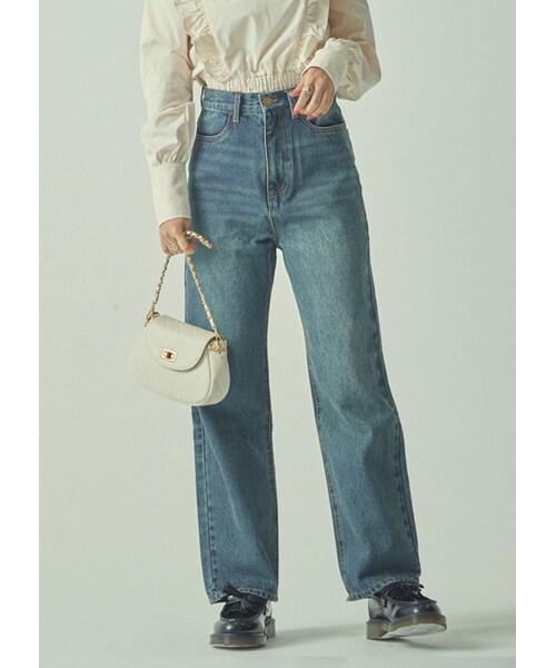 N WITH.（エヌウィズ）の「N WITH.パッチデニム（デニムパンツ・レディース・ブルー・S/M）」の2枚目の写真