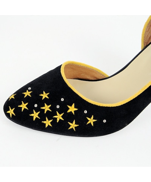 グレー ハイヒールシューズ 星刺繍 ORiental TRaffic（オリエンタルトラフィック）の「スタッズ×星