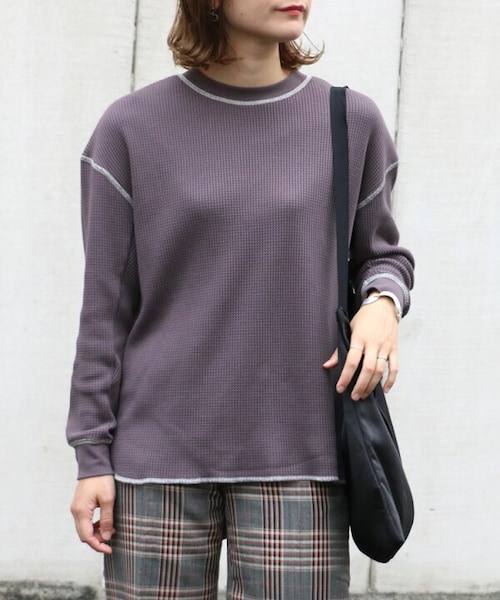 Sheson(シーズン)の「バイカラーステッチワッフルPO(Tシャツ/カットソー・レディース・ホワイト/ブラック/チャコール/ブラウン・FREE)」の8枚目の写真