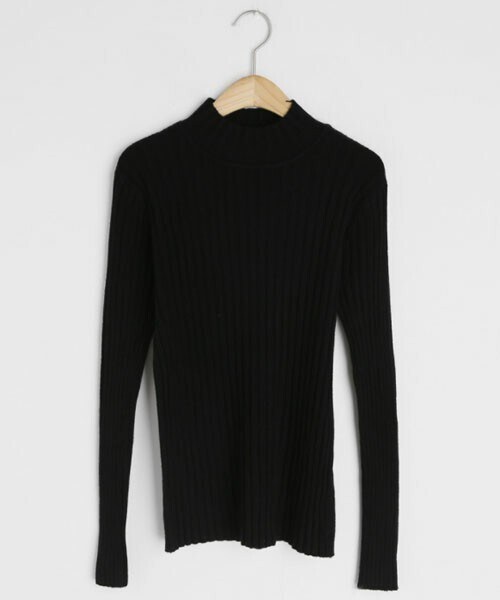 DHOLIC（ディーホリック）の「ハーフネックスリムリブニット（ニット/セーター・レディース・ホワイト/グレー/ブラック/ベージュ・FREE）」の2枚目の写真