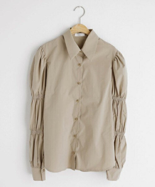 DHOLIC（ディーホリック）の「ギャザースリーブシャツ（シャツ/ブラウス・レディース・ホワイト/ブラック/ベージュ・FREE）」の3枚目の写真