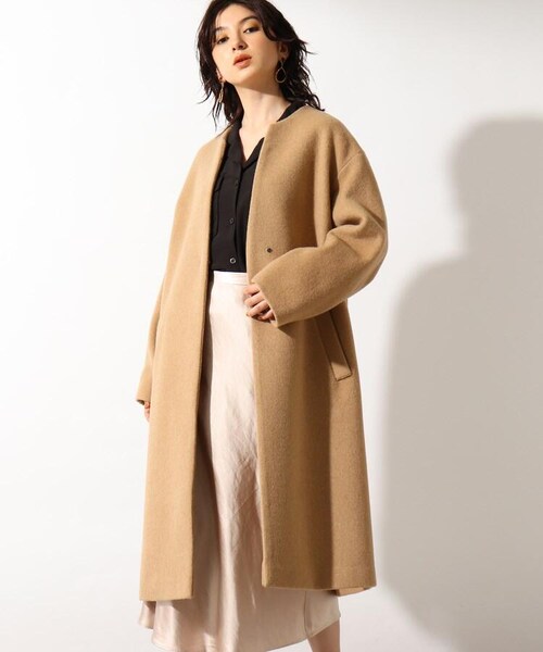 OZOC(オゾック)の「キーネックロングウールコート(ジャケット/アウター・レディース・ナチュラル(050)/キャメル(041)/ボルドー(064)/ブラック(019)・36(S)/38(M))」の16枚目の写真