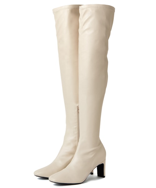 GRL（グレイル）の「ストレッチニーハイブーツ（ブーツ・レディース・ブラック/アイボリー/モカ/ベージュ・24.5）」の2枚目の写真