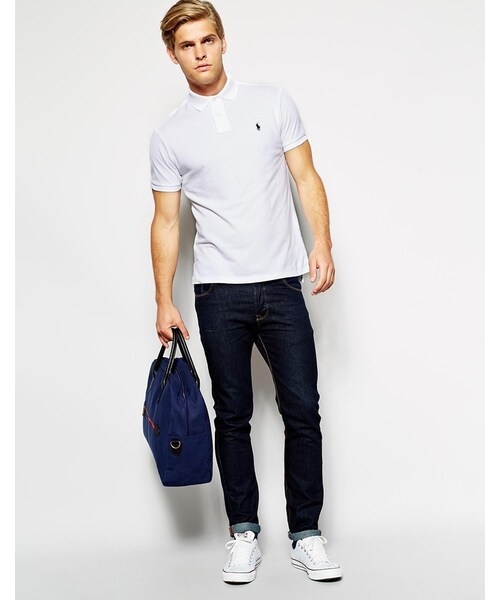 POLO RALPH LAUREN（ポロ ラルフ ローレン）の「Polo Ralph Lauren Plain Logo Polo In Custom Fit（ポロシャツ・white・XL-Chest 42-44"/L-Chest 40-42"）」の4枚目の写真