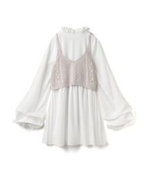 GRL | ボリュームスリーブブラウスXニットビスチェセット(シャツ/ブラウス)