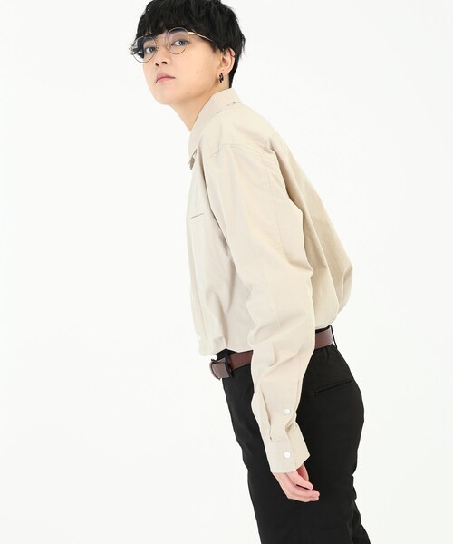 BOYSHE（ボーイシー）の「スタンダード 玉縁ポケットシャツ ベージュ