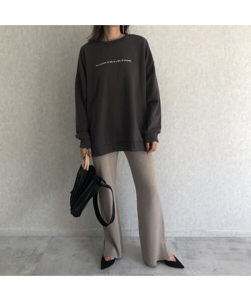 copine(コピン)の「再入荷!美シルエット裾スリットデザイン!フレアニットリブパンツ(3color)【クリックポスト対象商品】(その他パンツ・レディース・その他)」の9枚目の写真