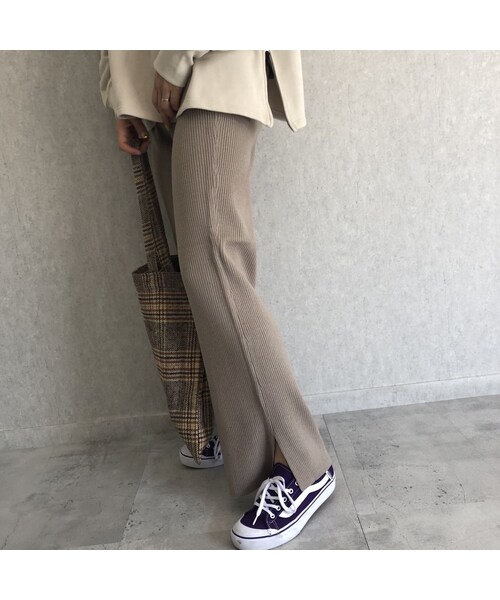 copine(コピン)の「再入荷!美シルエット裾スリットデザイン!フレアニットリブパンツ(3color)【クリックポスト対象商品】(その他パンツ・レディース・その他)」の7枚目の写真