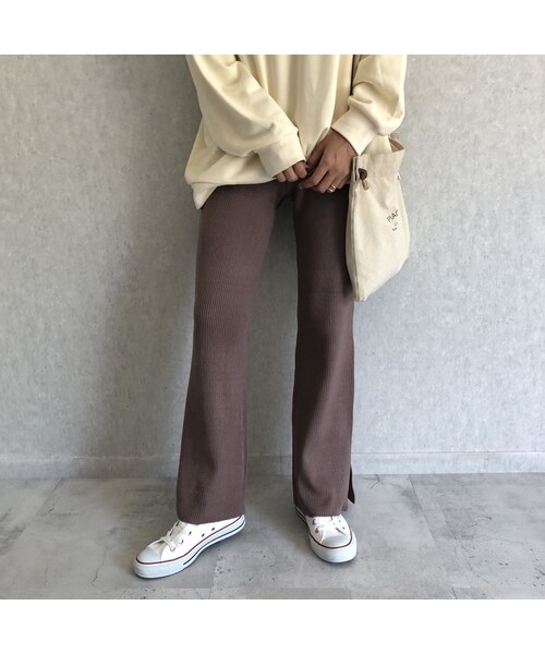 copine(コピン)の「再入荷!美シルエット裾スリットデザイン!フレアニットリブパンツ(3color)【クリックポスト対象商品】(その他パンツ・レディース・その他)」の13枚目の写真