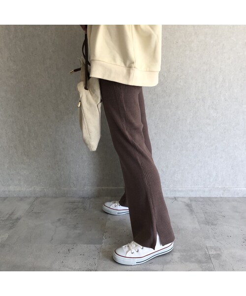 copine(コピン)の「再入荷!美シルエット裾スリットデザイン!フレアニットリブパンツ(3color)【クリックポスト対象商品】(その他パンツ・レディース・その他)」の14枚目の写真