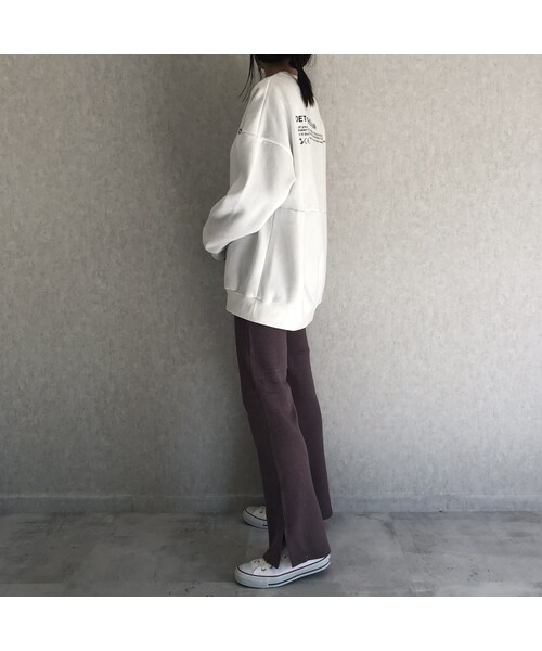 copine(コピン)の「再入荷!美シルエット裾スリットデザイン!フレアニットリブパンツ(3color)【クリックポスト対象商品】(その他パンツ・レディース・その他)」の3枚目の写真