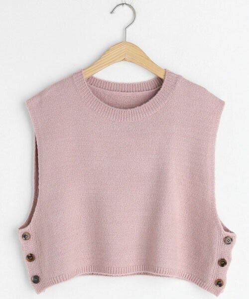 DHOLIC（ディーホリック）の「サイドボタンベスト（ベスト・レディース・ホワイト/グレー/ピンク/イエロー/ベージュ・FREE）」の5枚目の写真