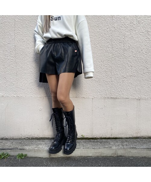 no brand（ノーブランド）の「FAKEレザーボクサーパンツ｢button｣ #3021（その他パンツ・レディース・その他）」の5枚目の写真