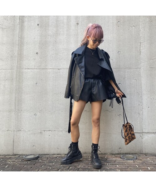 no brand（ノーブランド）の「FAKEレザーボクサーパンツ｢button｣ #3021（その他パンツ・レディース・その他）」の7枚目の写真