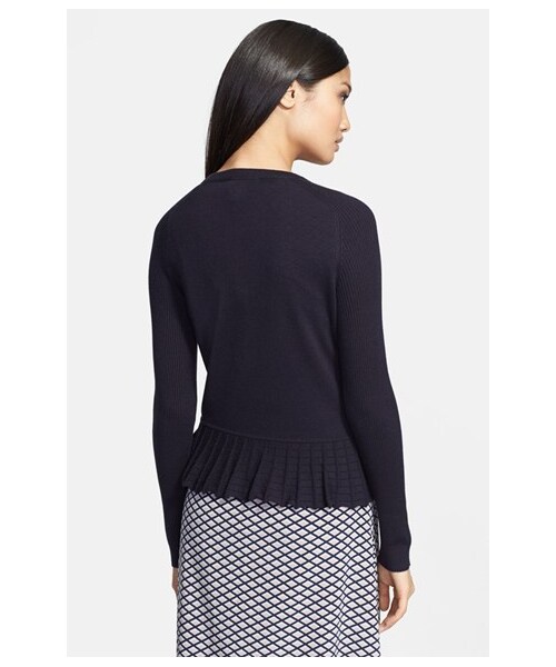 TORY BURCH（トリーバーチ）の「Tory Burch 'Margaret' Silk & Cashmere Cardigan（カーディガン/ボレロ・Medium Navy・Regular X-Small）」の4枚目の写真