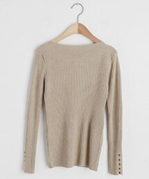DHOLIC | ボートネックボタンスリーブニット(ニット/セーター)