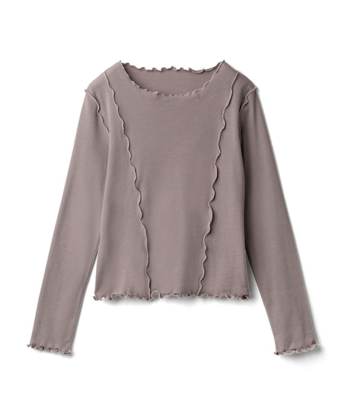 GRL(グレイル)の「ボートネックメロウトップス(Tシャツ/カットソー・レディース・グレージュ・M)」の1枚目の写真