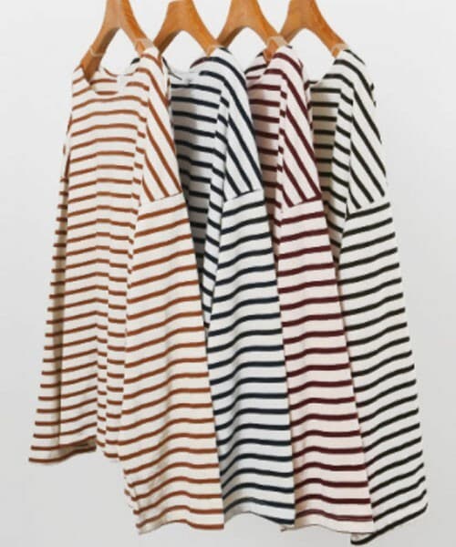 DHOLIC STYLE（ディーホリックスタイル）の「[ontheriver] ボーダー長袖Tシャツ（Tシャツ/カットソー・レディース・ベージュ/ブラック/レッド/ブルー・FREE）」の3枚目の写真