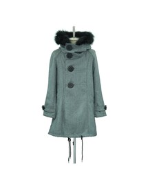 Big Button Hooded Coat／White